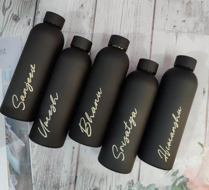 Personalized Black Stainless Steel Matte Finish Insulated Premium Bottle - 