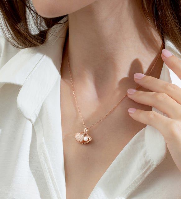 Seashell Necklace Rose Gold Anti Tarnish - 
