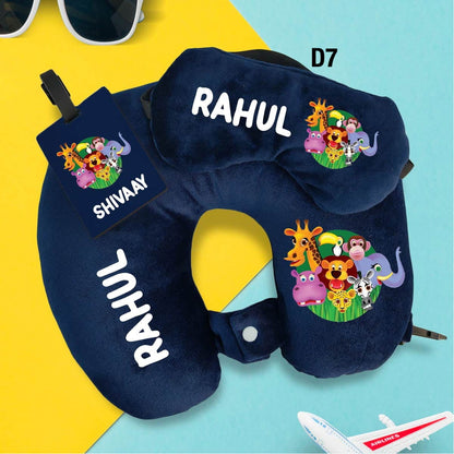 Travel Neck Pillow, Eye Mask & Luggage Tag Combo - 
