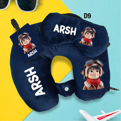 Travel Neck Pillow, Eye Mask & Luggage Tag Combo - 