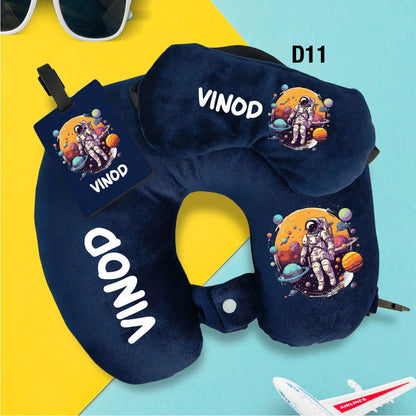 Travel Neck Pillow, Eye Mask & Luggage Tag Combo - 