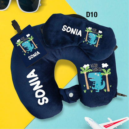 Travel Neck Pillow, Eye Mask & Luggage Tag Combo - 