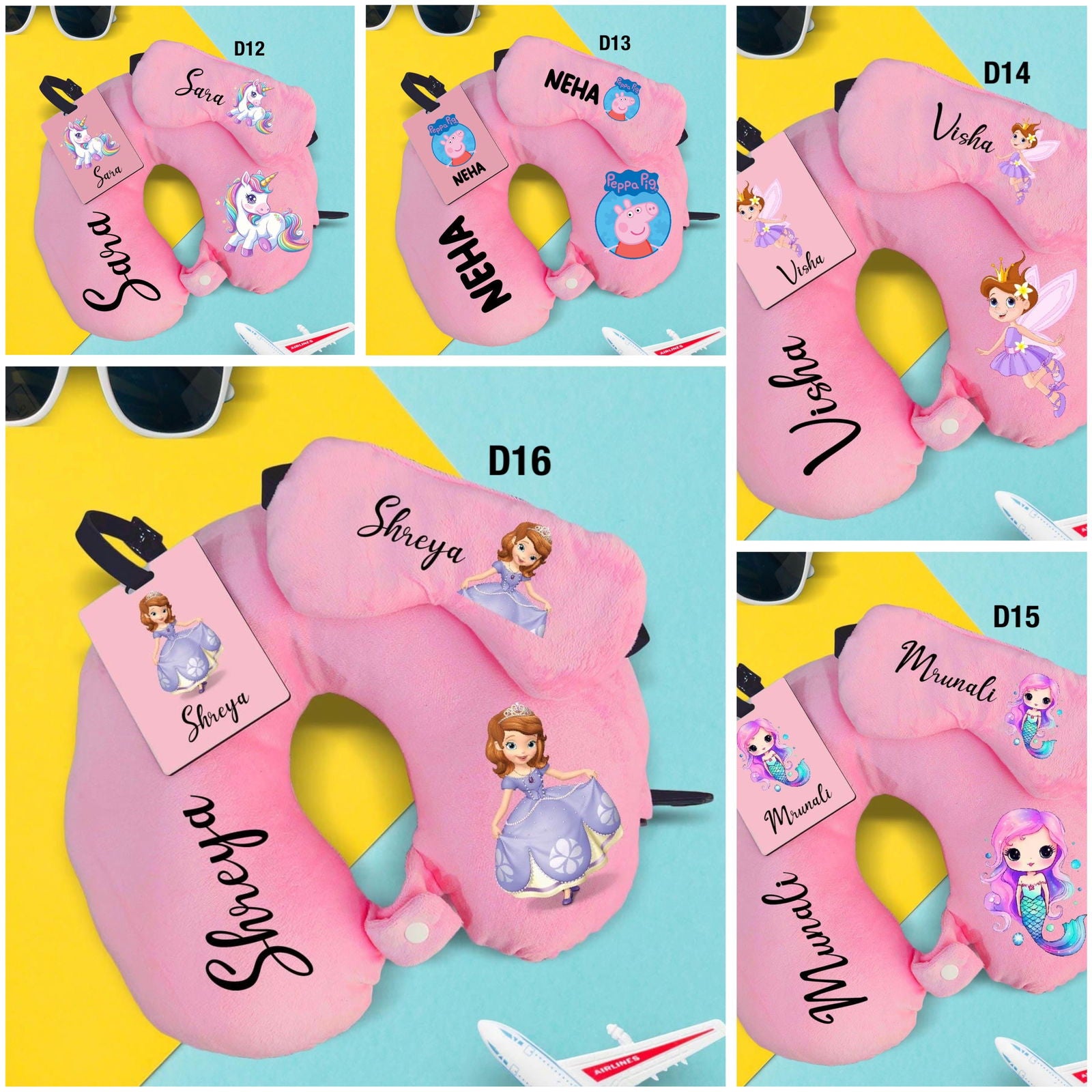 Travel Neck Pillow, Eye Mask & Luggage Tag Combo - 
